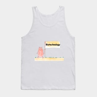 Biotechnology. Profession, work, job. Cat shows a banner with the inscription. Watercolor illustration. A gift for a professional. Tank Top